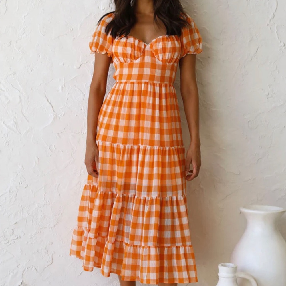 orange summer midi dress